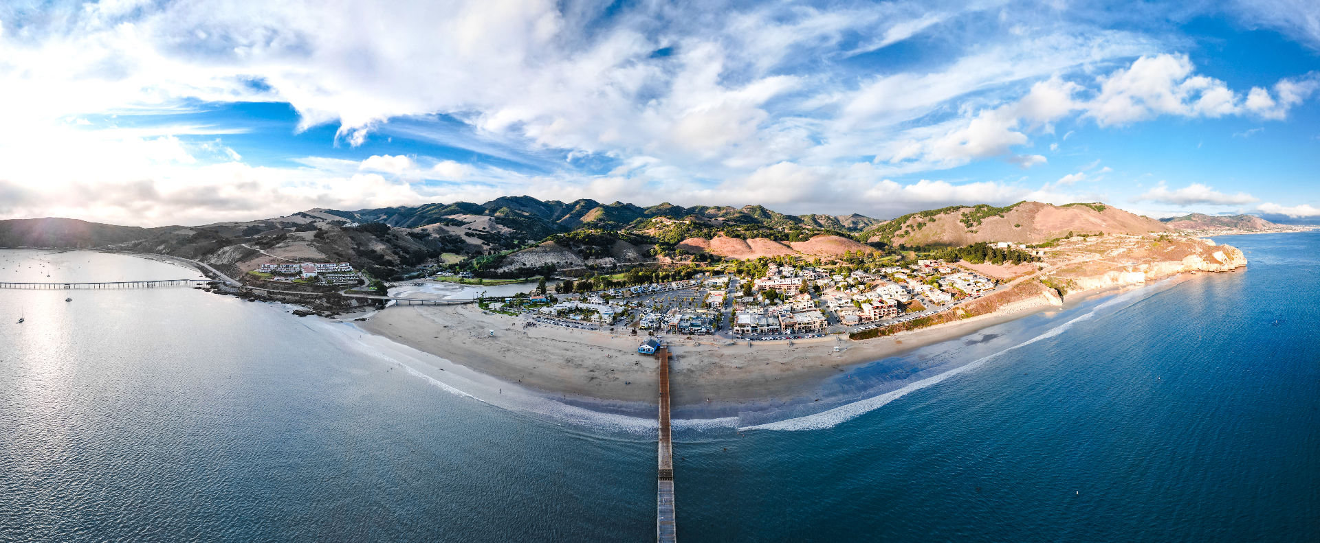 Aerial panorama of the Avila Beach coastline